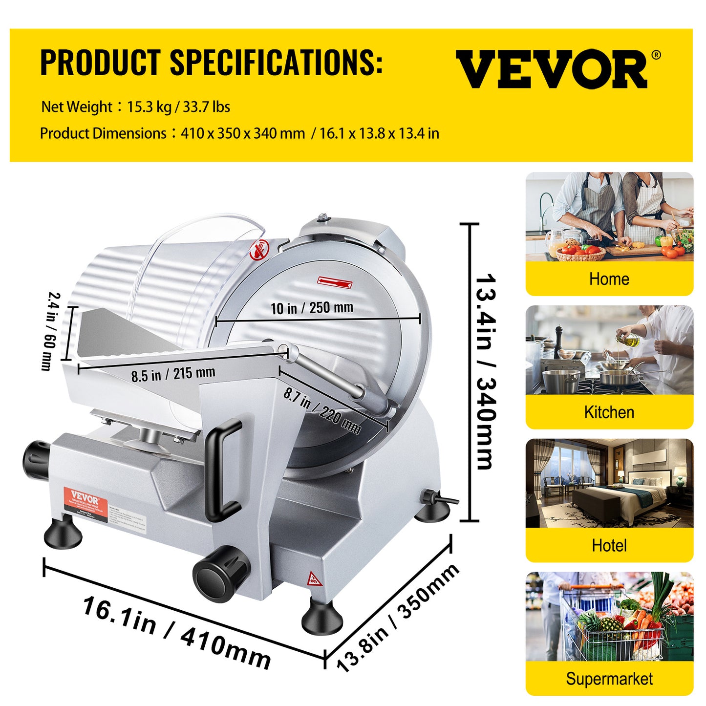 A FUSION OF POWER AND PRECISION: Elevate Your Kitchen Game with the VEVOR 240W Meat Slicer