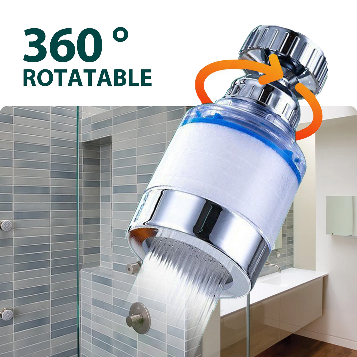 360-Degree Rotating Faucet Water Purifier Filter for Kitchen, Bathroom, and Sink, Removes Heavy Metals and Hard Water