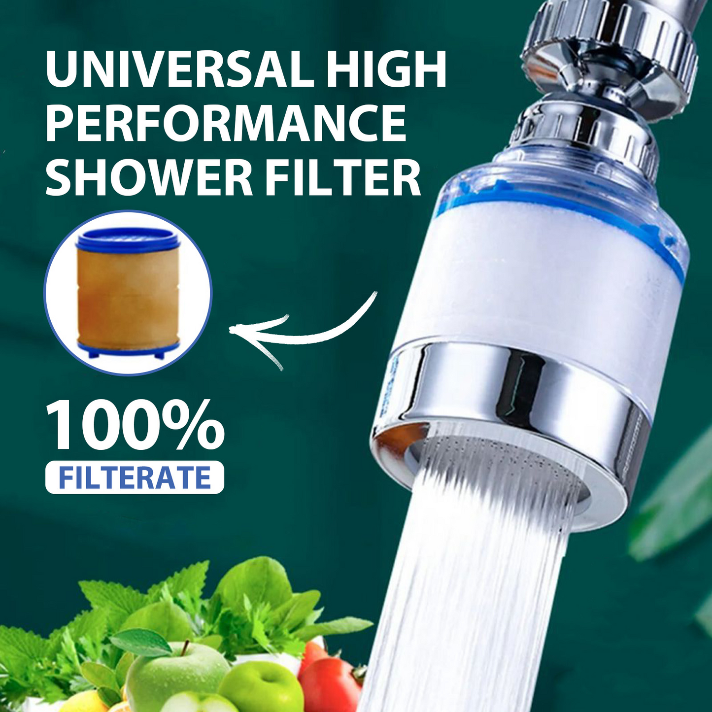 360-Degree Rotating Faucet Water Purifier Filter for Kitchen, Bathroom, and Sink, Removes Heavy Metals and Hard Water